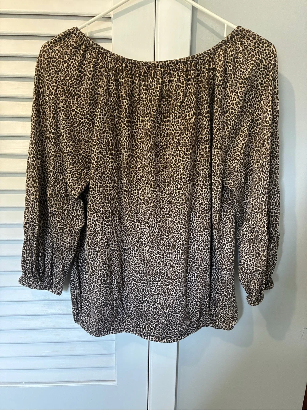 Michael Kors Leopard Print Peasant Blouse - Brown & Black